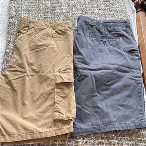 Men's Tan and Navy/Gray Cargo Shorts